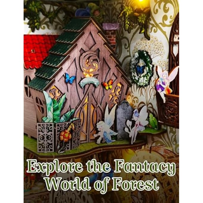 DIY 3D WOODEN BOOK NOOK KIT,MINIATURE FOREST HOUSE PUZZLE FOR ADULTS, BOOKSHELF INSERT DECOR, UNIQUE HANDMADE GIFT FOR BOOK LOVERS IN SECRET WORLD THEME - Image 3